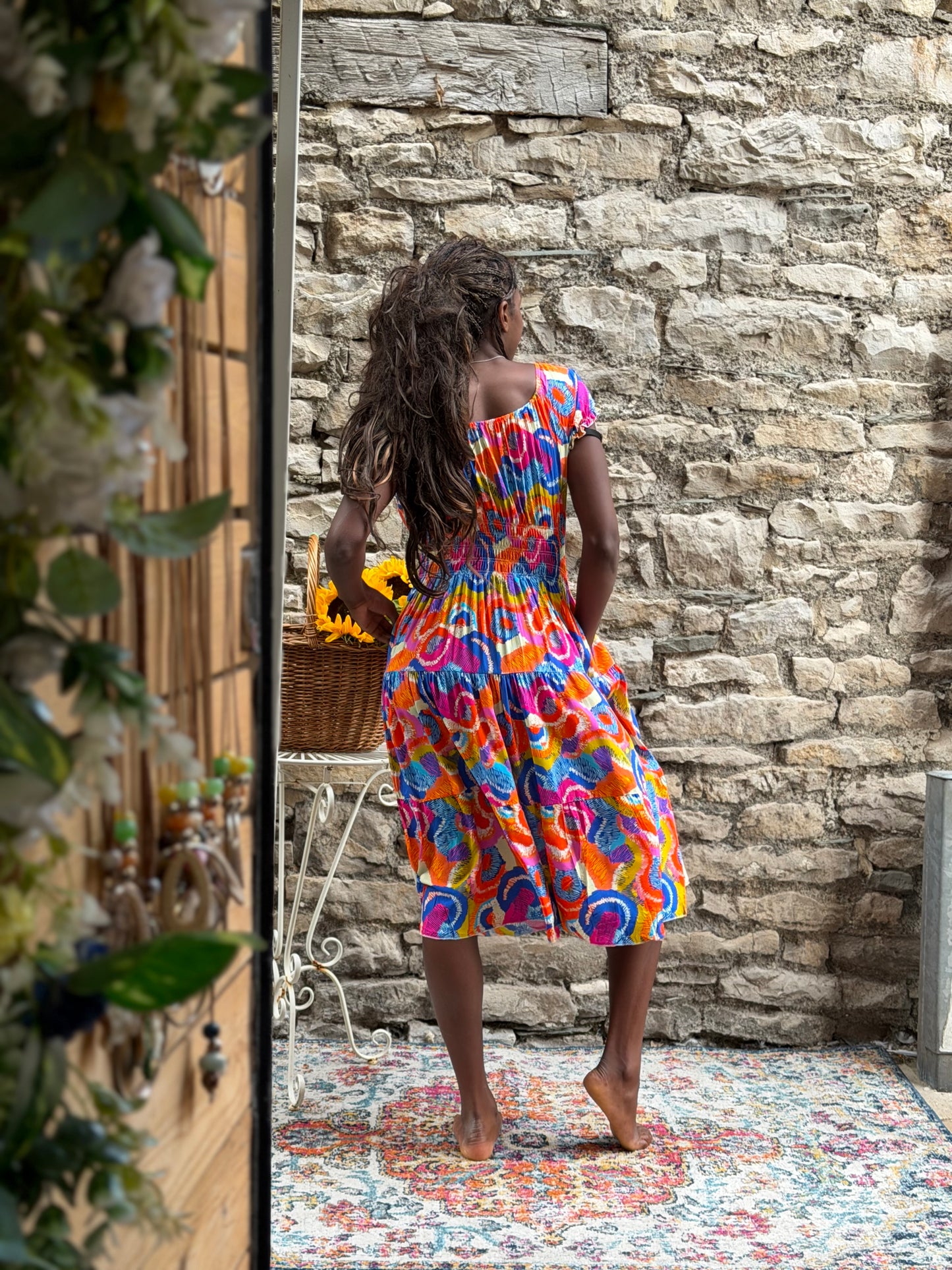 Stunning Printed Atta Dress In MIDI Length Fits Size 8-20