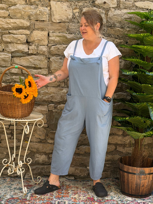 Soft Abou Dungarees In Baby Blue Fits Size 8-16
