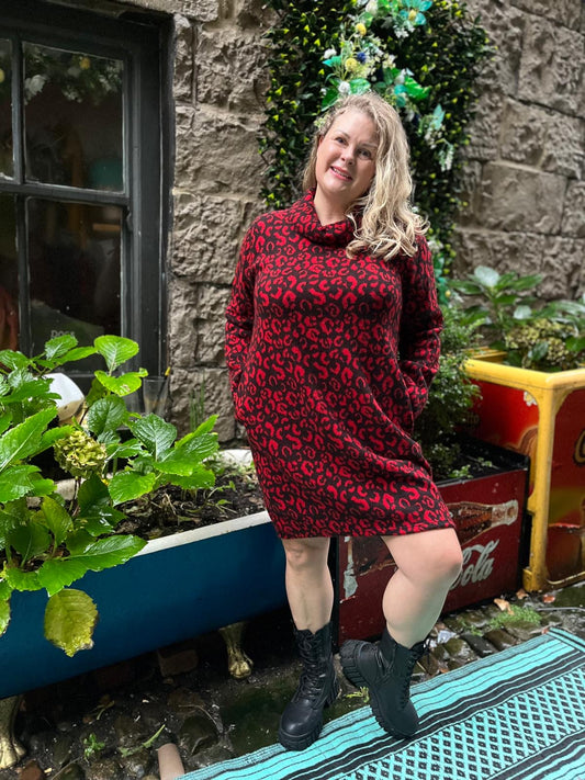 Fluffy Knit Animal Print Amouka Dress Top Size 8-18