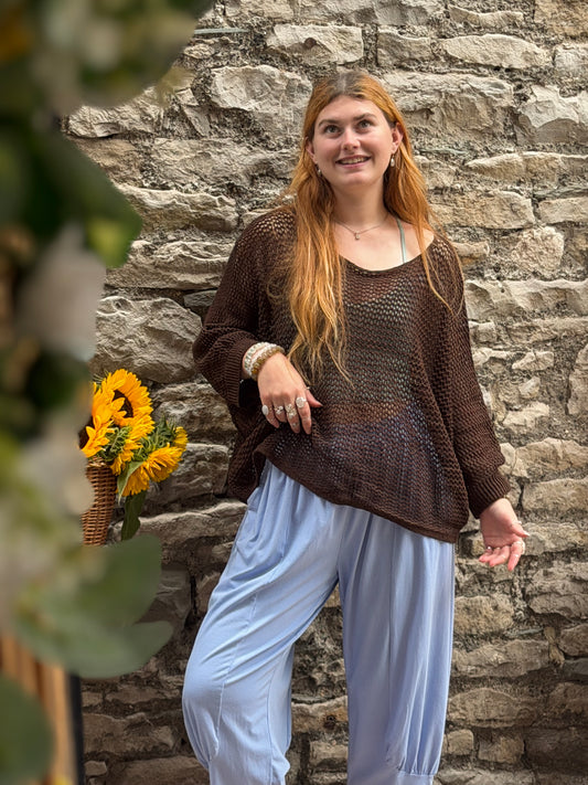 Stunning AFFINAH Layering Fish Net Top Size 10-24 In brown
