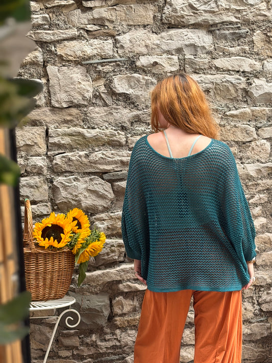 Stunning AFFINAH Layering Fish Net Top Size 10-24 In teal