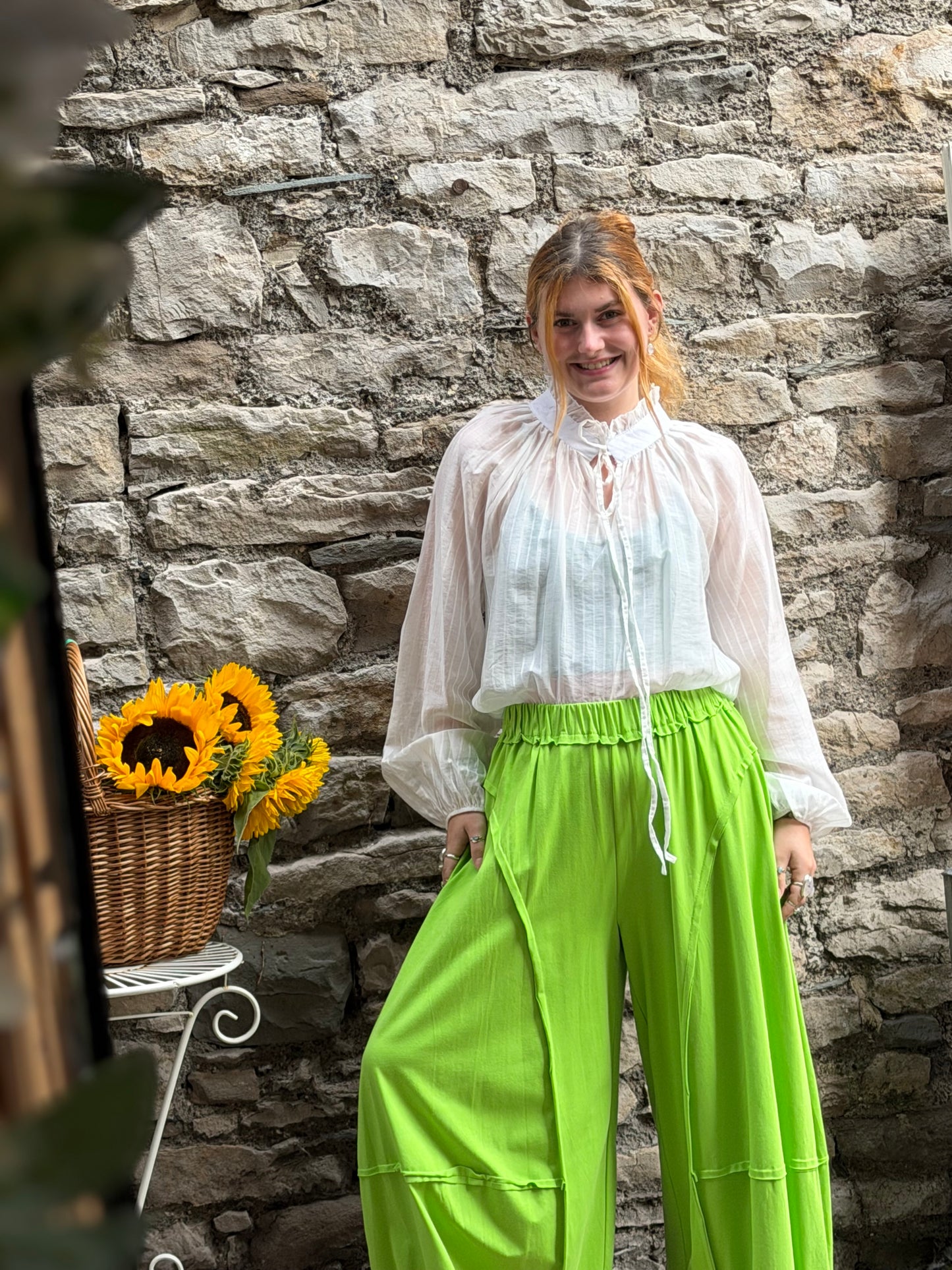 Wide Leg Green Soft Fabric Trousers Fits Size 8-24