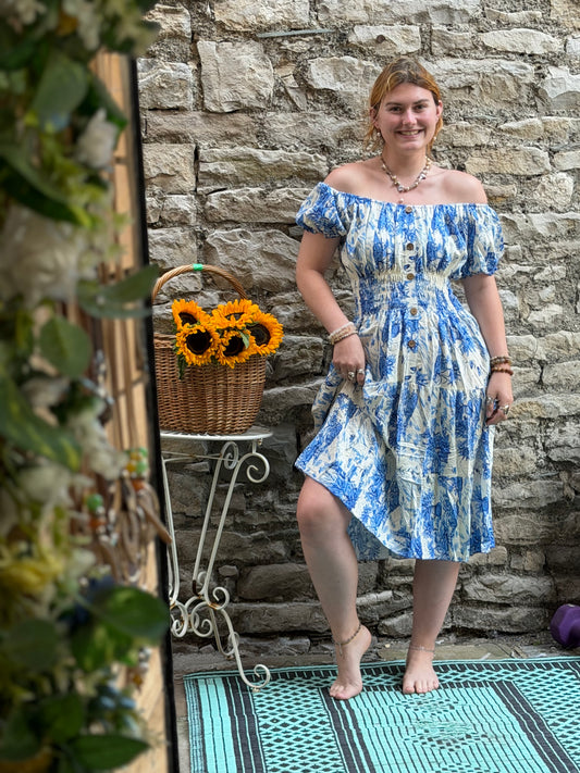 Stunning Printed Atta Dress In Midi Length Fits Size 8-20