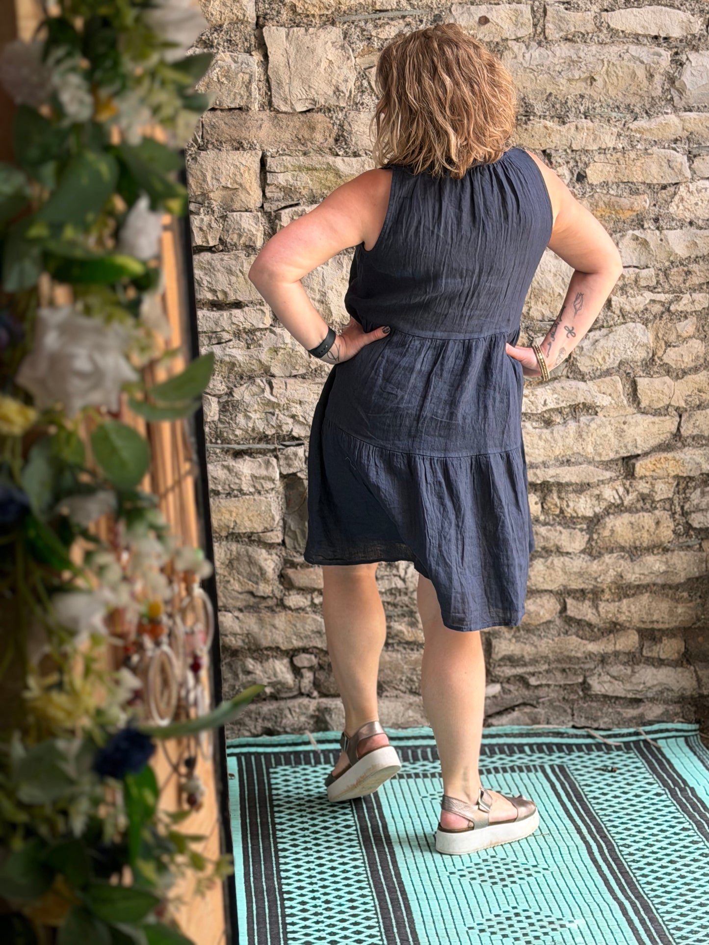 Pure Linen Super Cute Tiered Dress One Size Will Fit from Size 8-16
