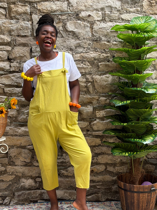 Soft Abou Dungarees In Apple Green Fits Size 8-14