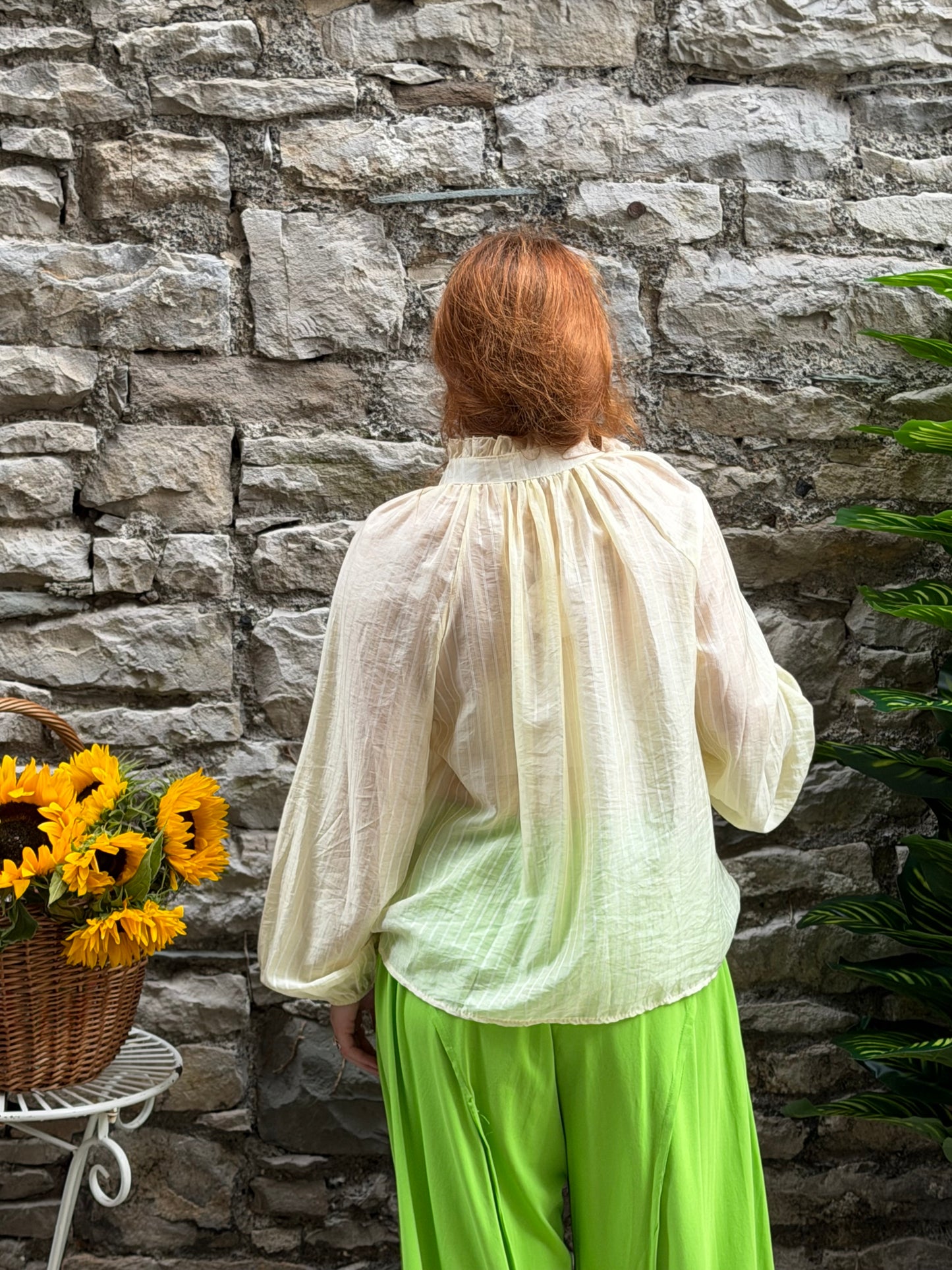 Soft drape blouse in one size fits 8-18 in butter yellow