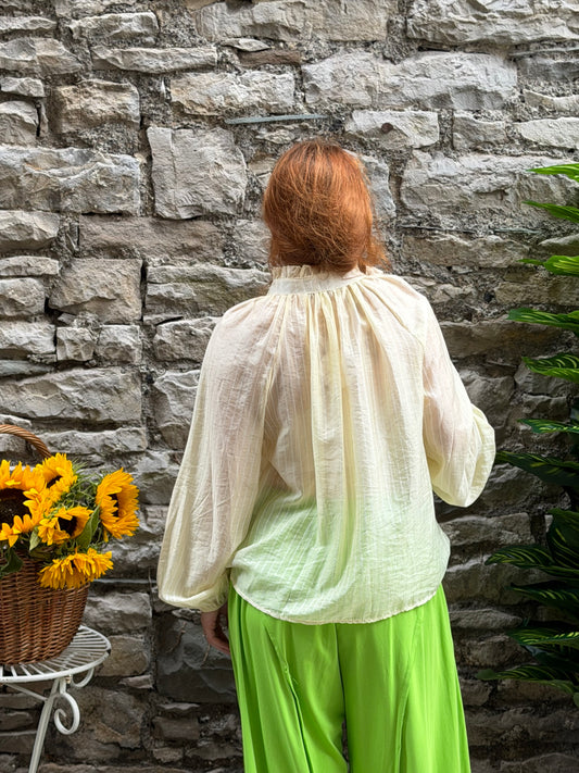 Soft drape blouse in one size fits 8-18 in butter yellow