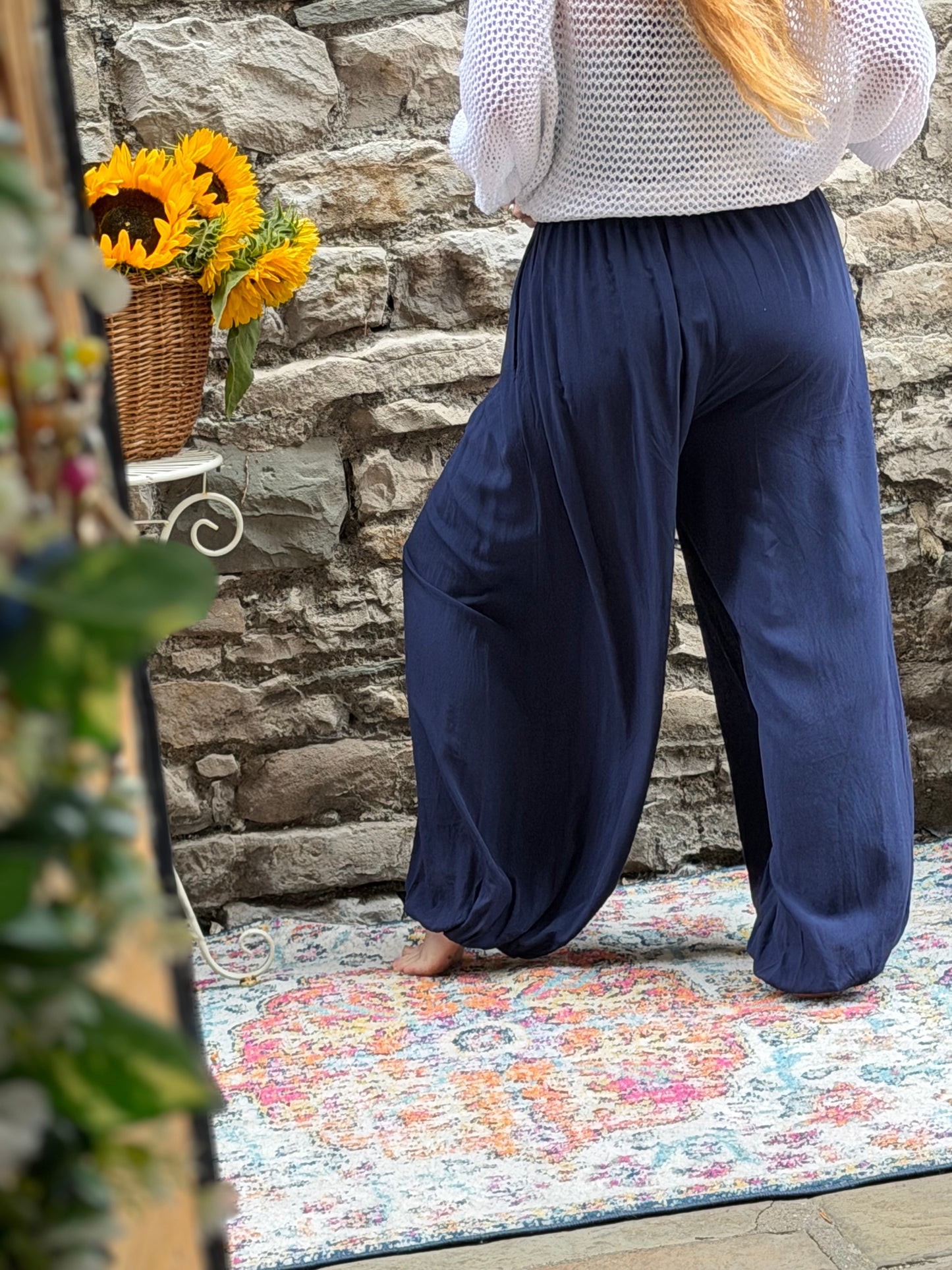 Extra long leg Ajah balloon hem trousers one size fits 8-22 in navy
