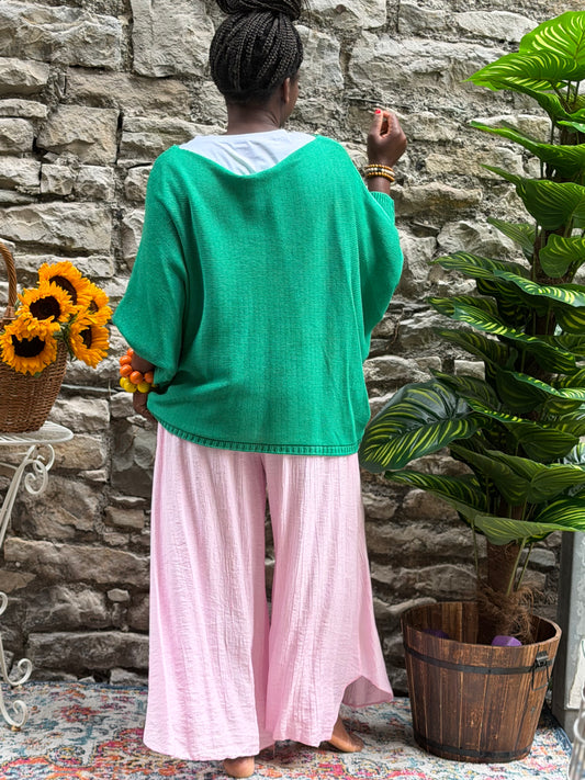 Stunning Cross-Over Front Layering Amina Top/ Jumper In Green Colour Size 10-24