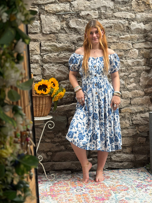 Stunning Printed Atta Dress In MIDI Length Fits Size 8-20
