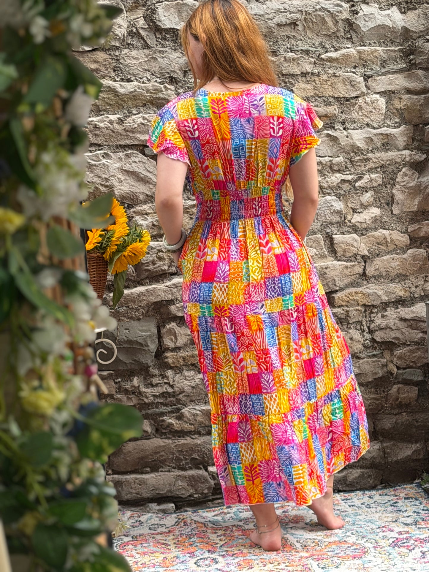 Stunning Printed Atta Dress In Maxi Length Fits Size 8-20