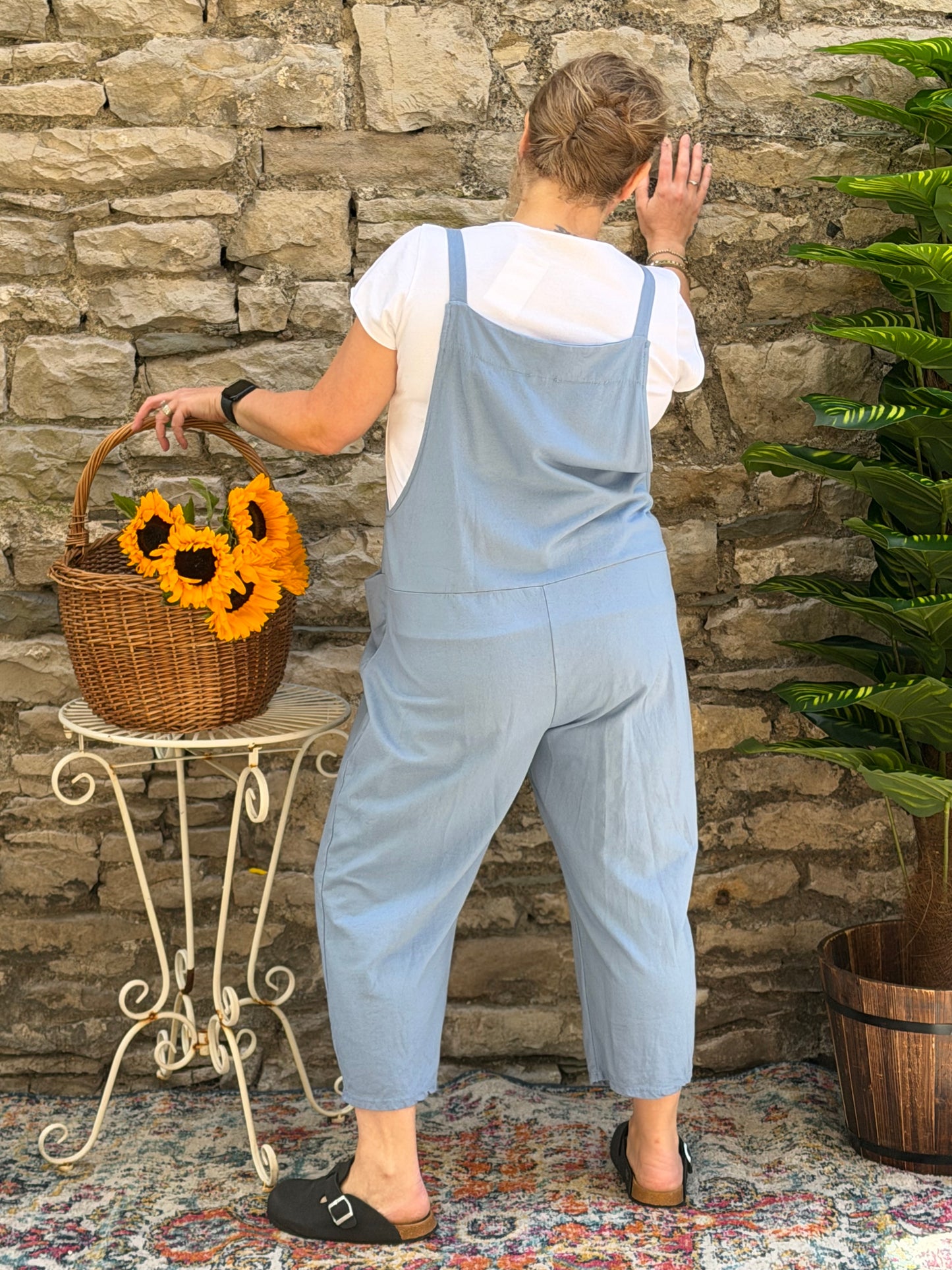 Soft Abou Dungarees In Baby Blue Fits Size 8-16