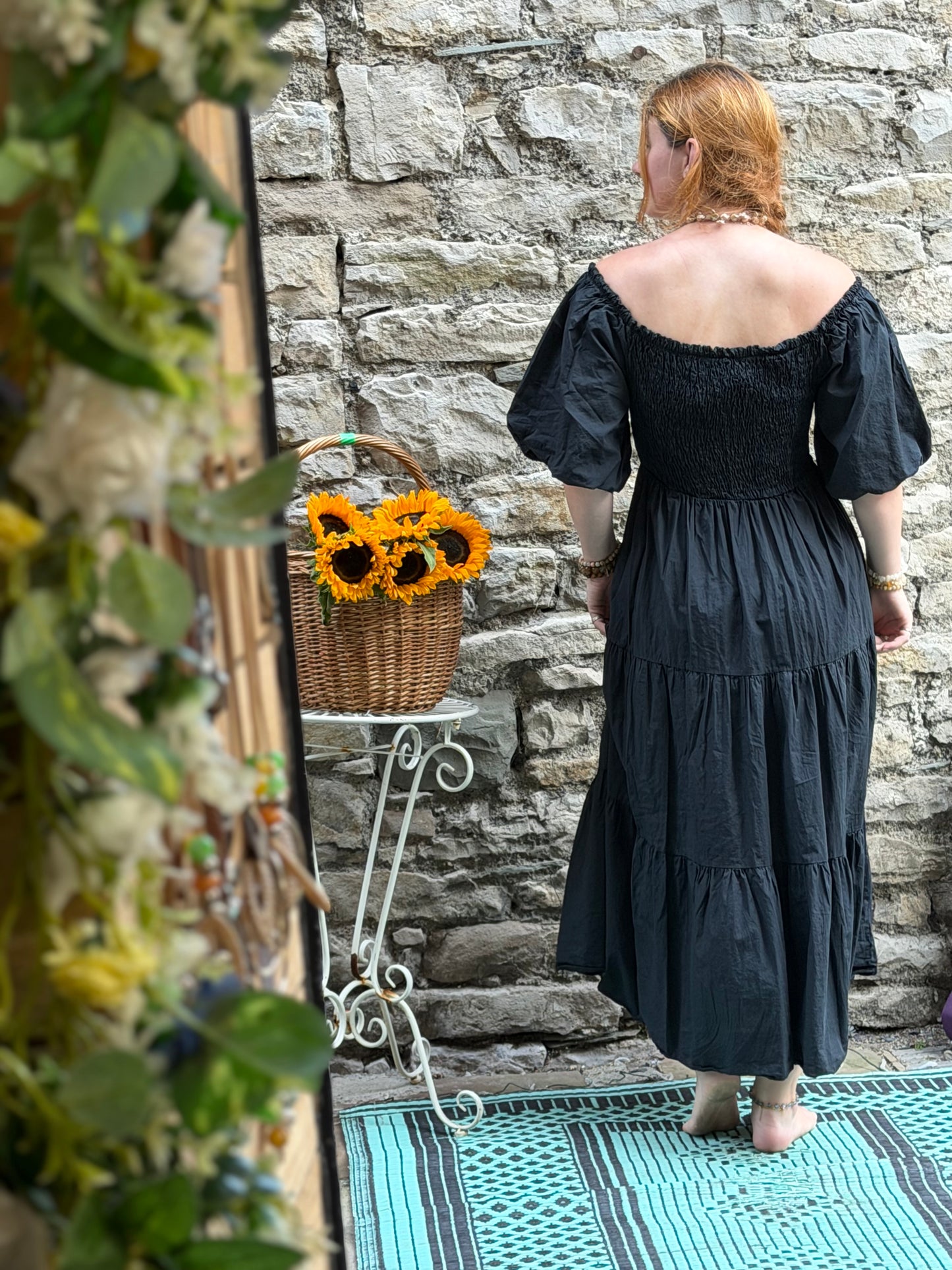 Stunning Fatima Shirred Bust Dress Fit Size 10-20 in Black