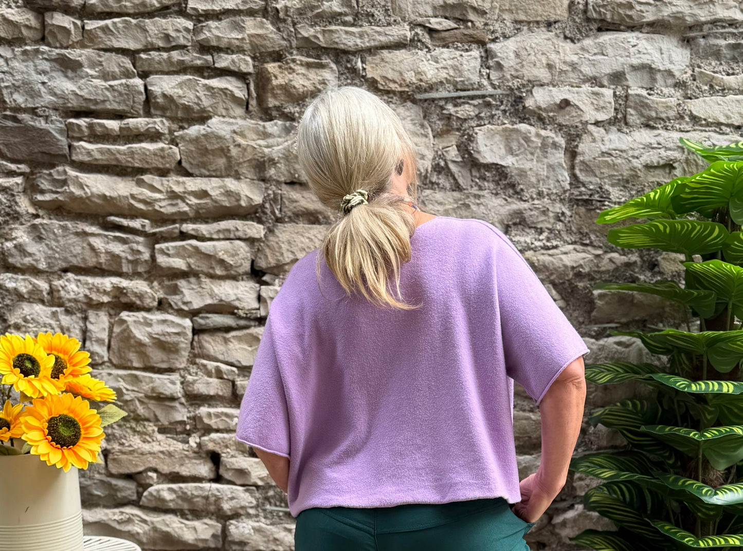 Stunning Lilac Ayana knitted Short Sleeve Jumper Size 8-22