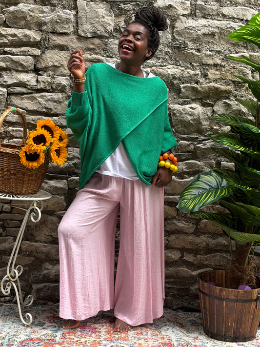 Stunning Cross-Over Front Layering Amina Top/ Jumper In Green Colour Size 10-24