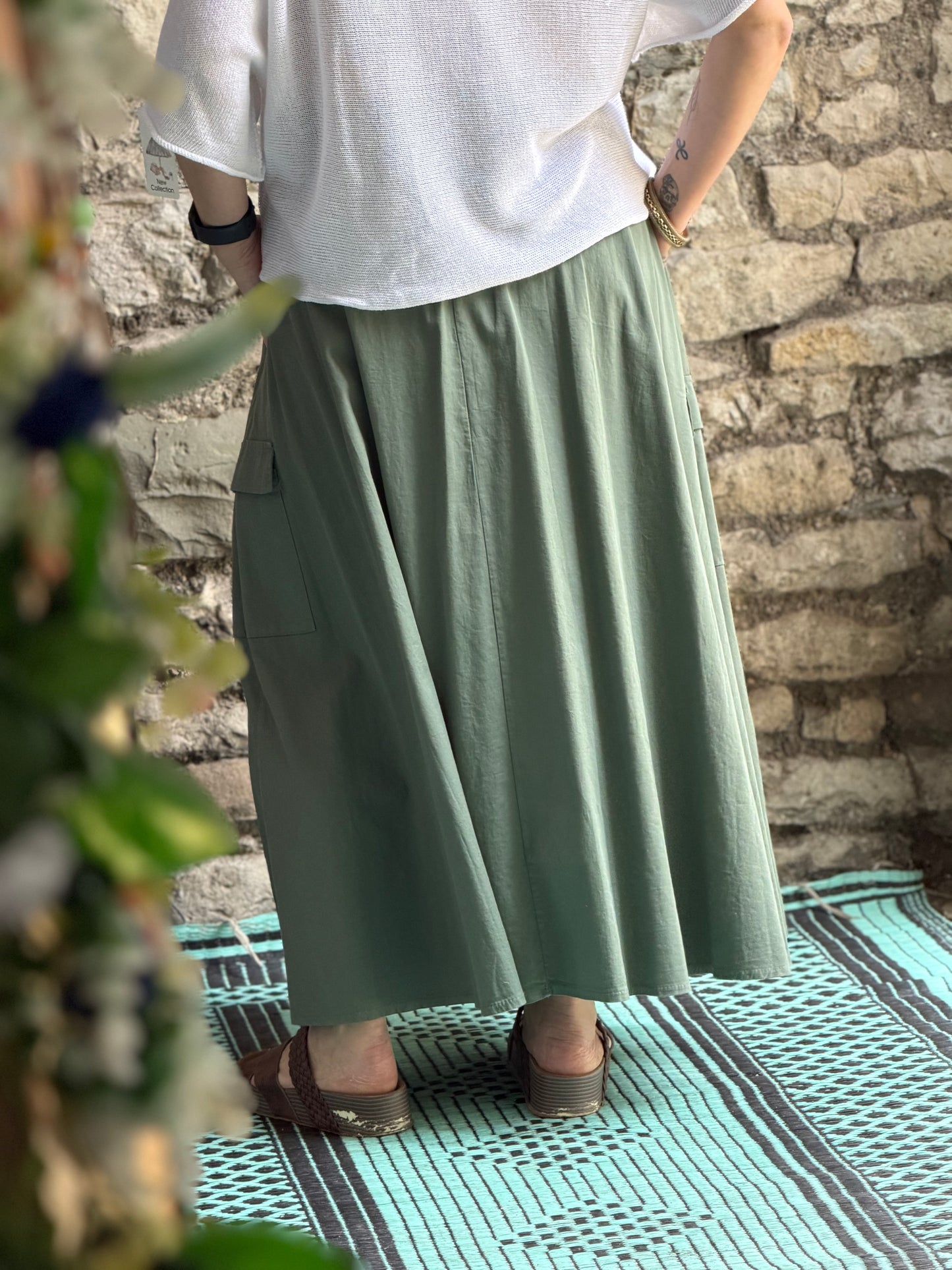 Full Length Cotton Cargo Style Skirt One Size Fits Sizes 10-20