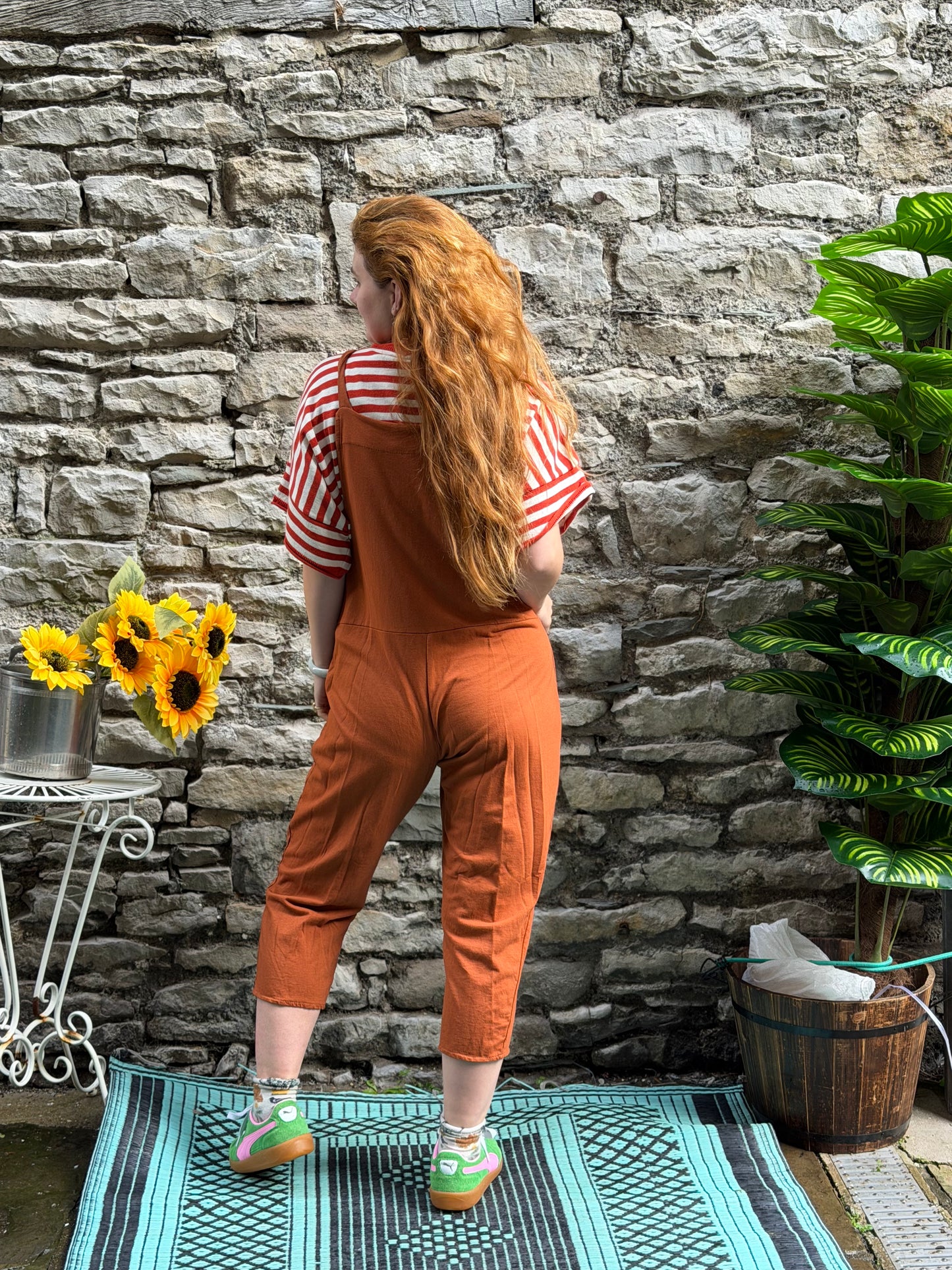 Soft Abou Dungarees In Rust Fits Size 8-16