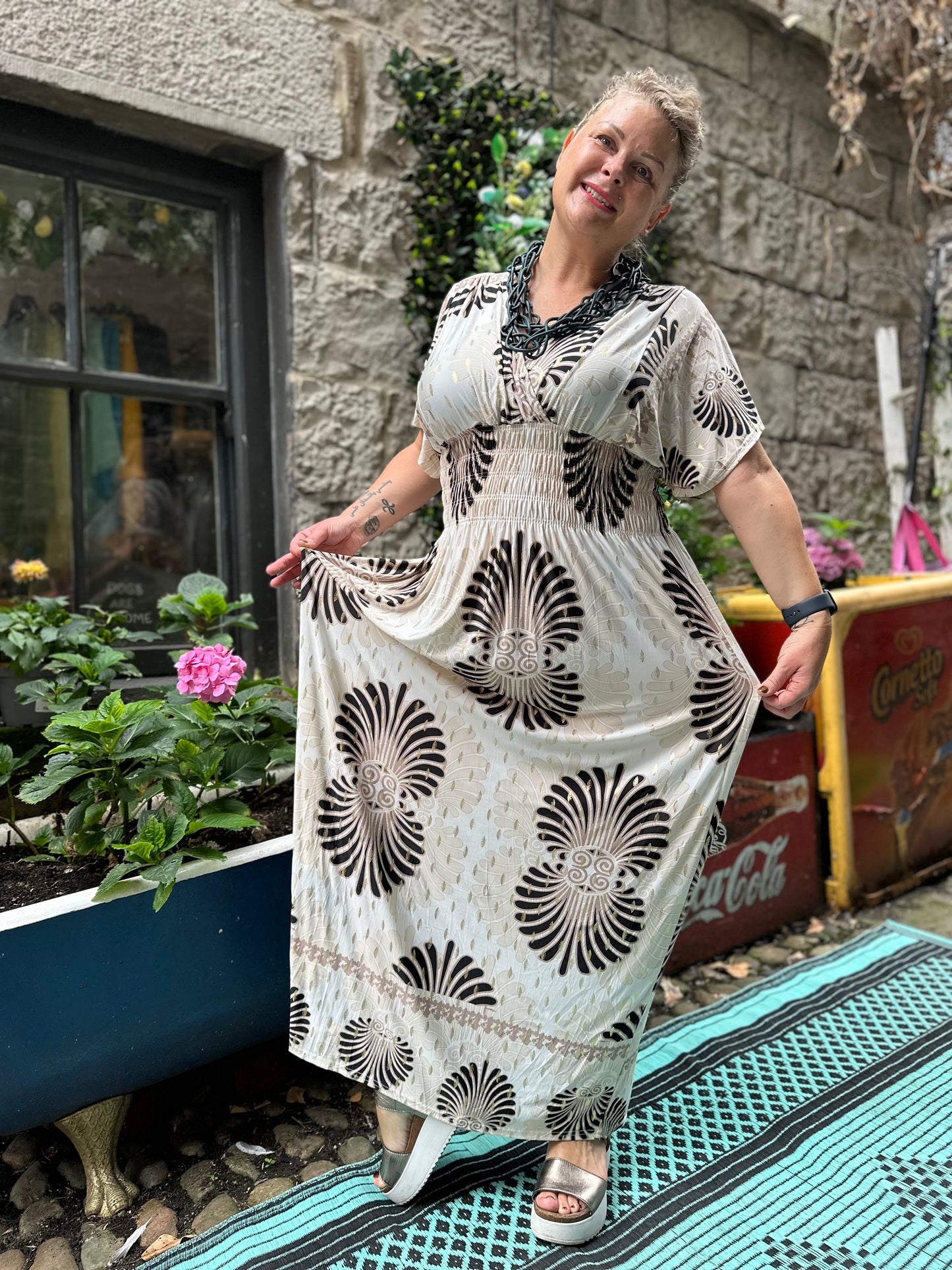 Tina Heart Stunning Printed Maxi Dress Fits Size 10-26