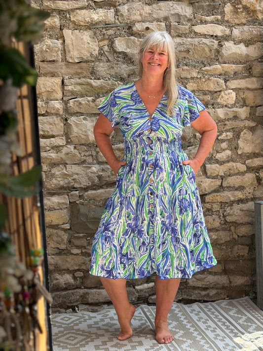 Stunning Printed Atta Dress In MIDI Length Fits Size 8-20
