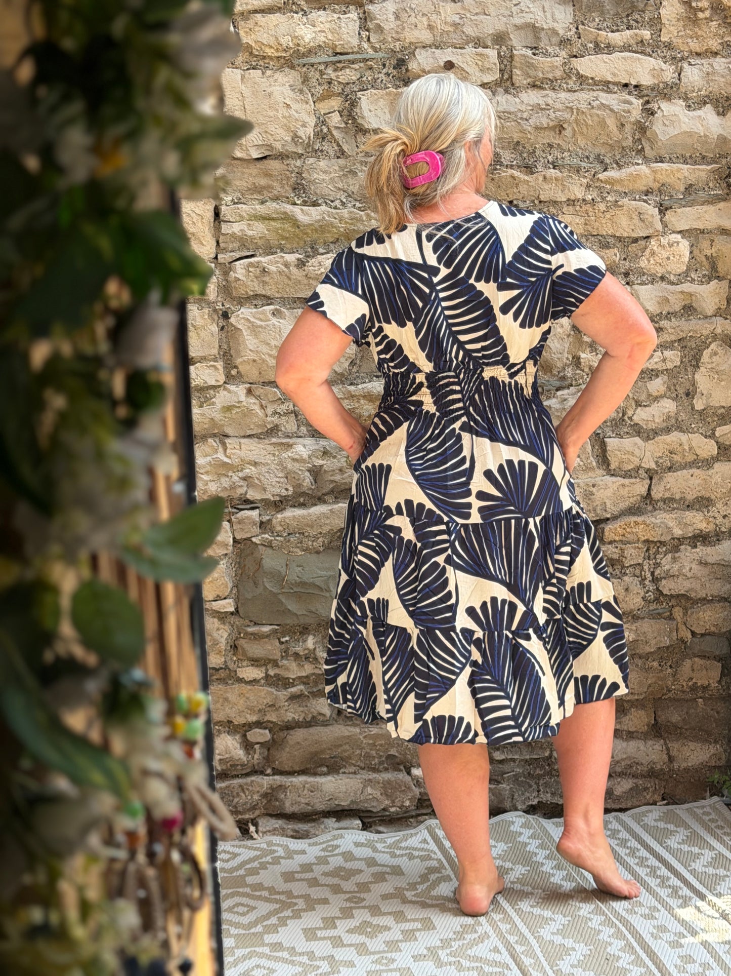 Stunning Printed Atta Dress In MIDI Length Fits Size 8-20