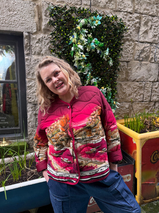 Stunning Venetian Padded Jacket/Blazer In Red Fit Size 8-16