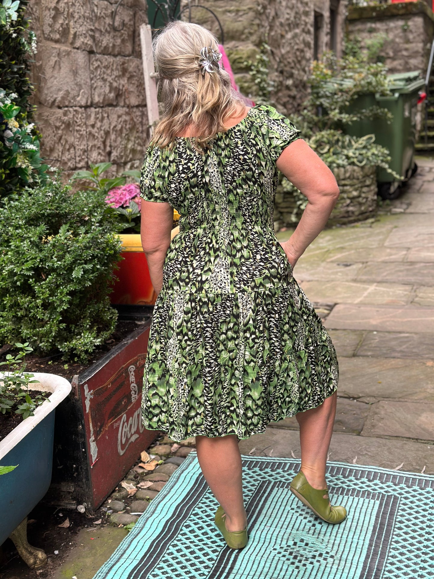 Green Atta Dress In Midi Length Fits Size 8-20
