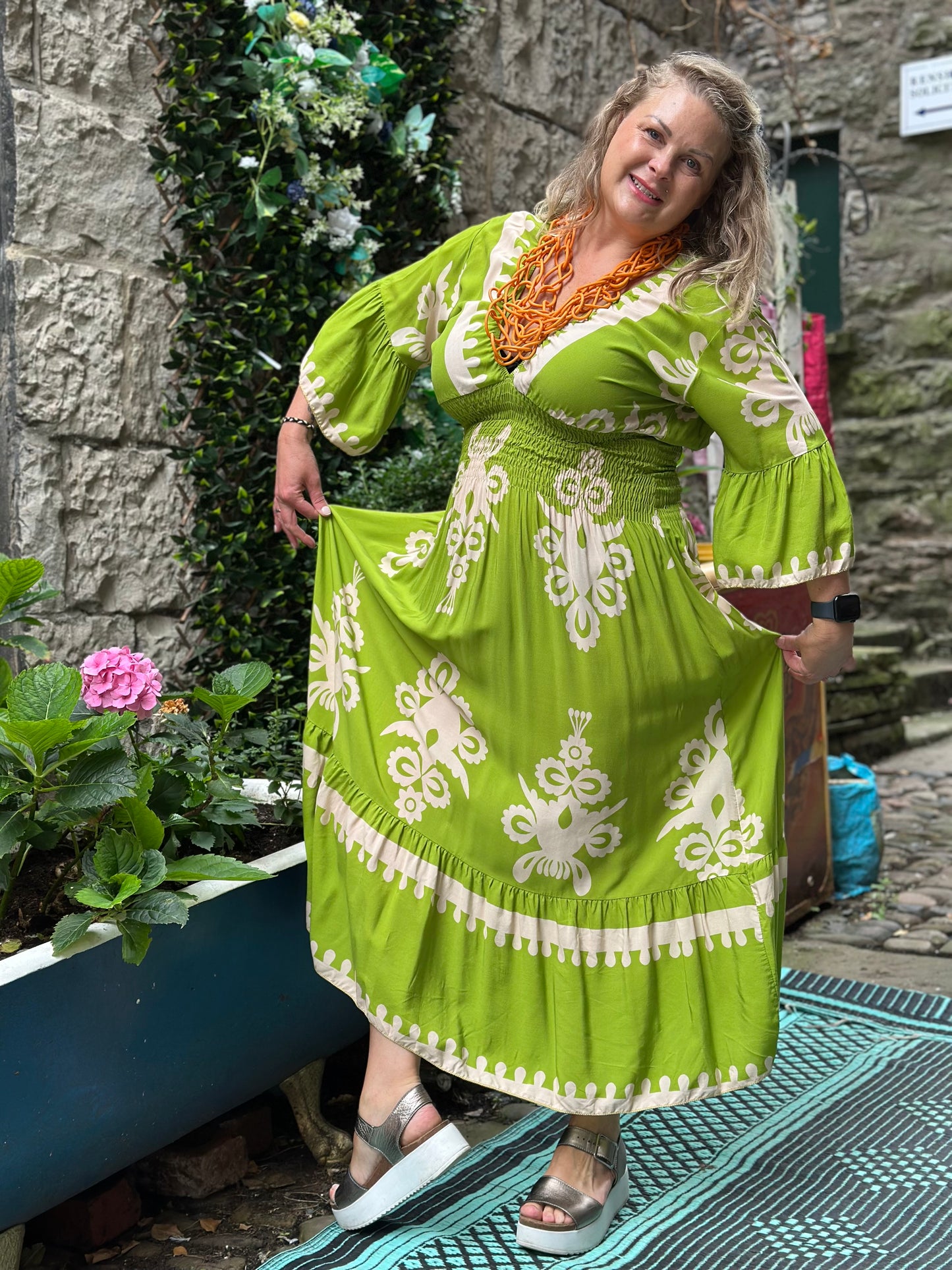 Aja Lime Green Plunged V-Neck Dress Fits Size 12-20