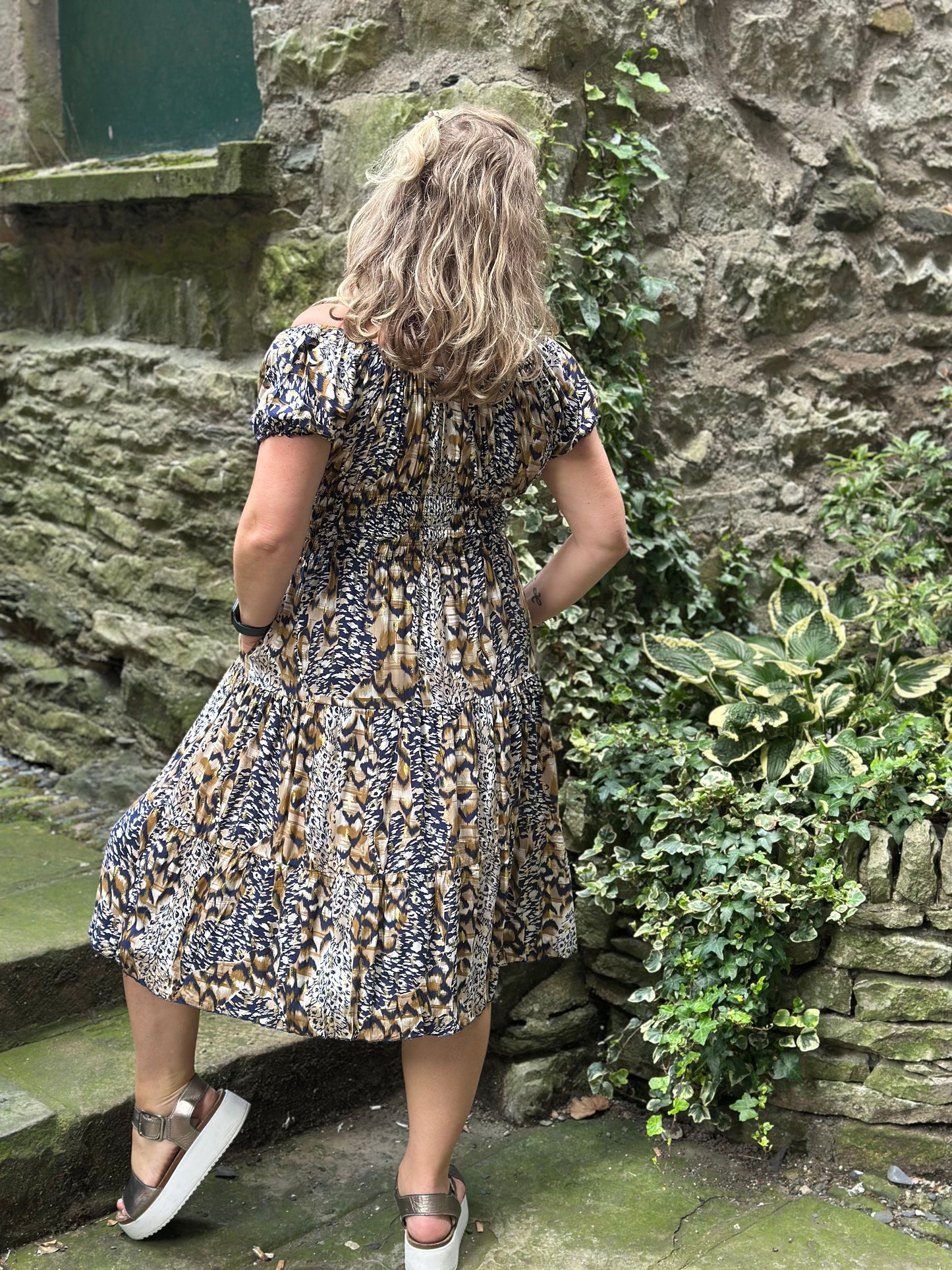 Blue Atta Dress In Midi Length Fits Size 8-20