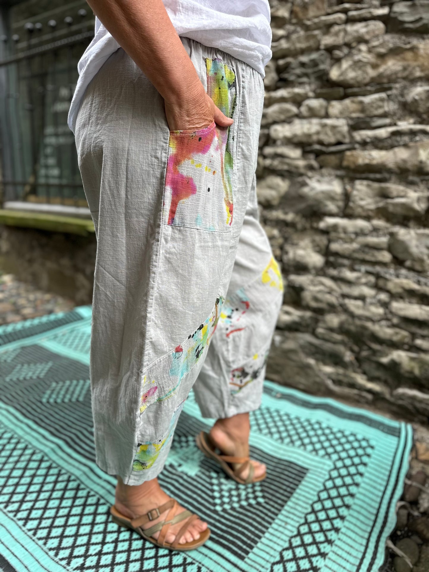 Plus Size Balloon Linen Trousers In Grey Fits Size 12-24