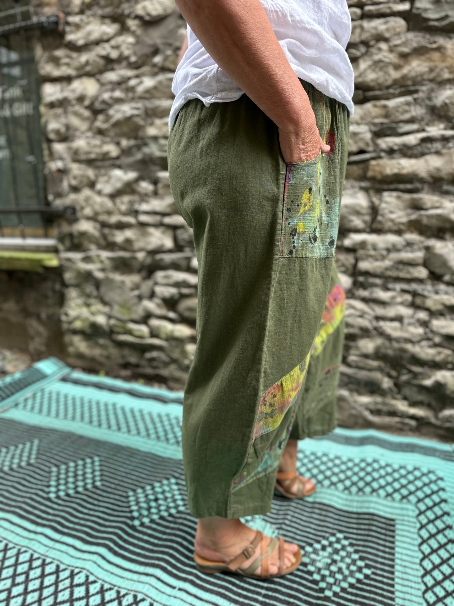 Plus Size Balloon Khaki Linen Trousers Fits Size 12-24