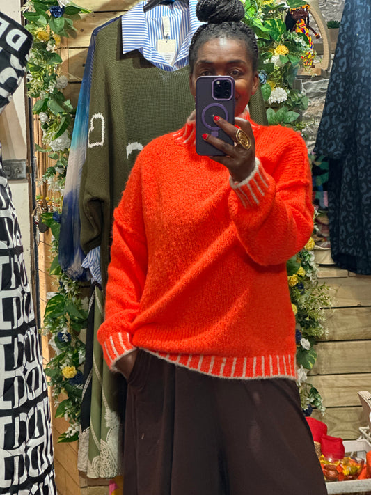 Soft Knit Orange and White Aja Jumper Fits Size 8-18