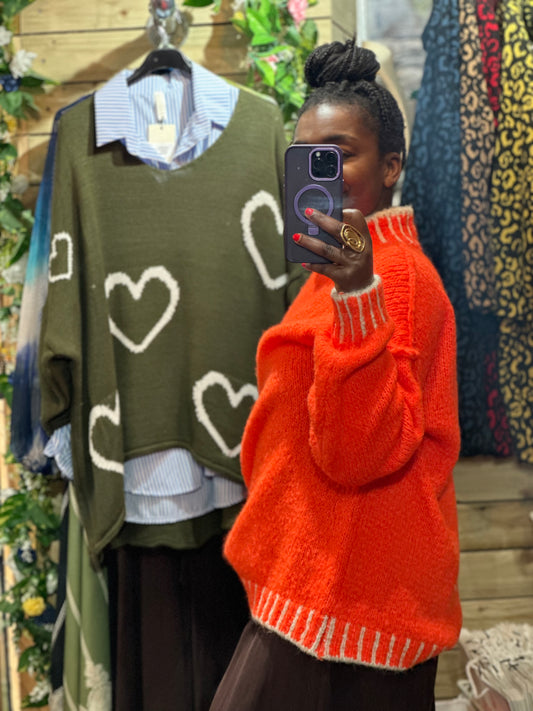 Soft Knit Orange and White Aja Jumper Fits Size 8-18