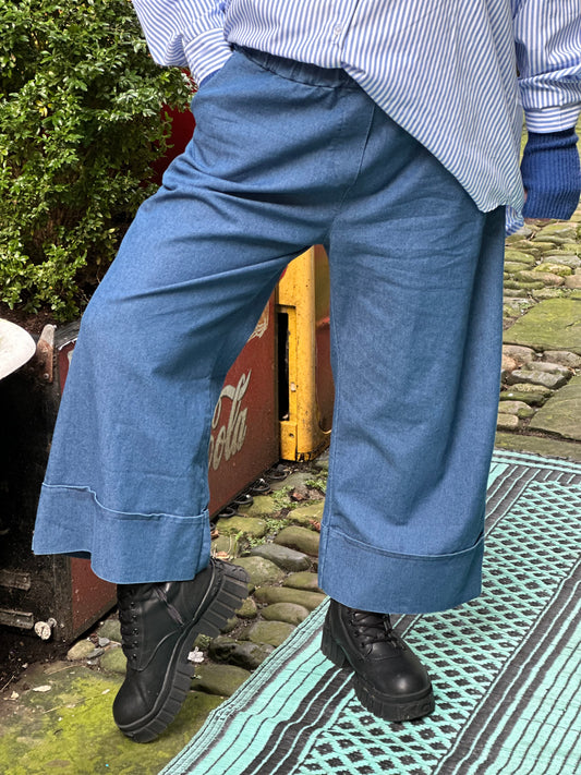 Super-Stretch Wide-Leg Cropped Trousers One Size 10-20