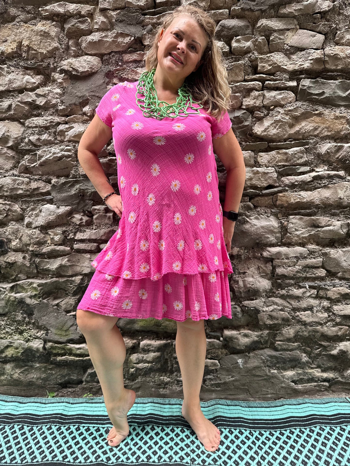 Stunning Cotton Garden Dress In Pink Fits Size 8-18