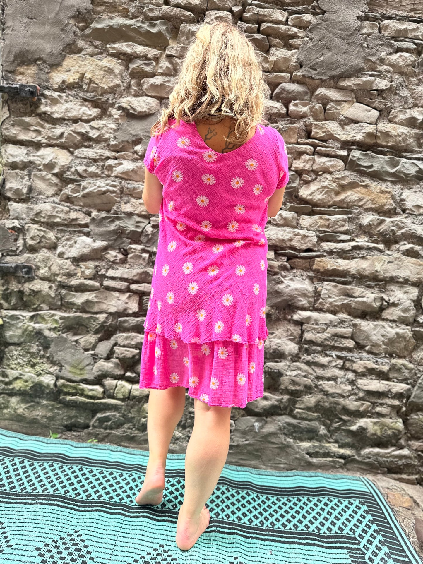 Stunning Cotton Garden Dress In Pink Fits Size 8-18