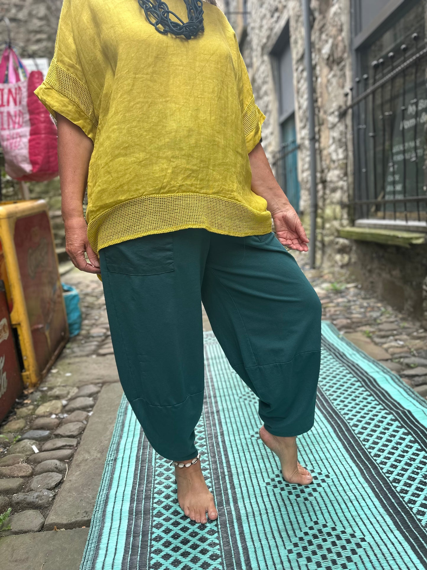 Soft Jersey Kuiza Trousers In Teal Fit Size 10-20
