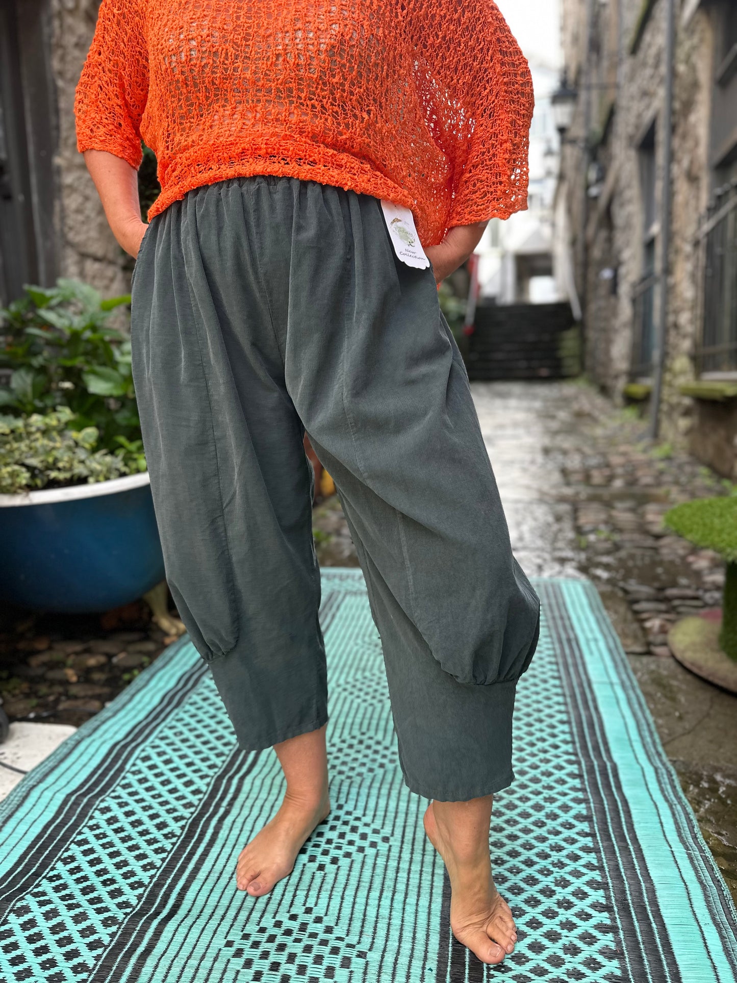 Grey Cord Azu Trousers Fits Size 8-22