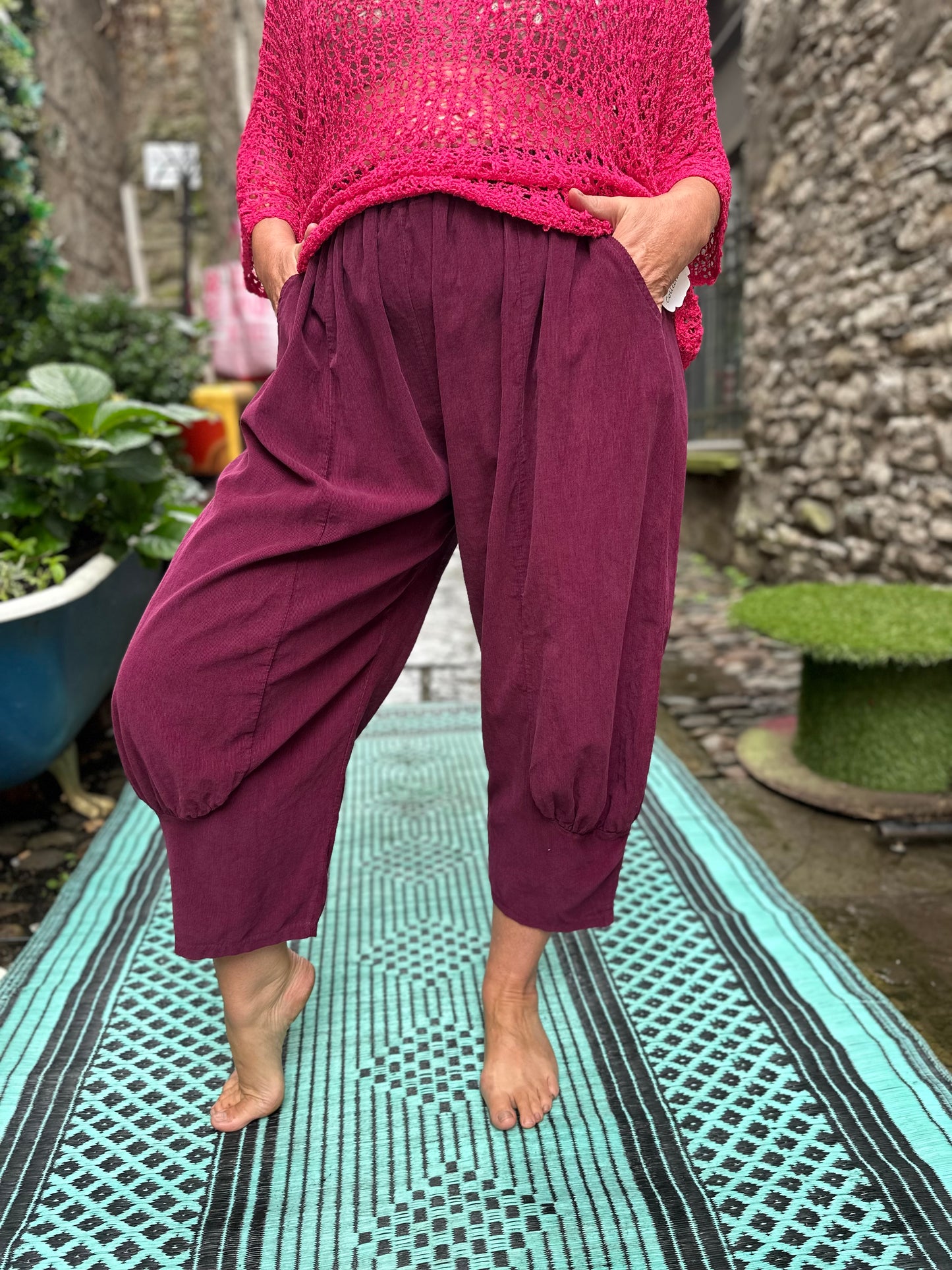 Cord Burgundy Azu Trousers Fits Size 8-22