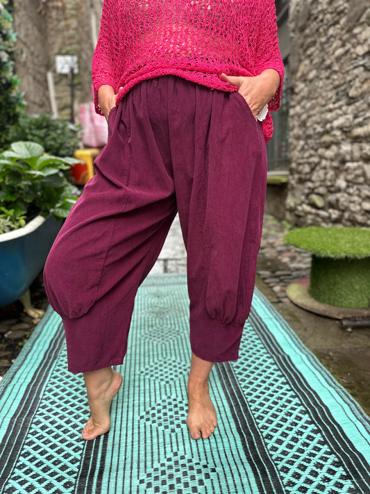 Azu Trousers In Burgundy Fits Size 8-22