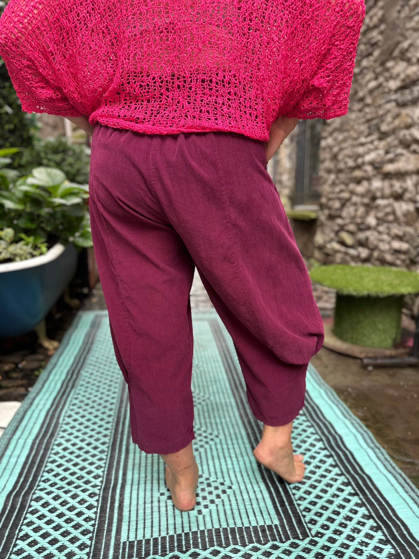 Cord Burgundy Azu Trousers Fits Size 8-22