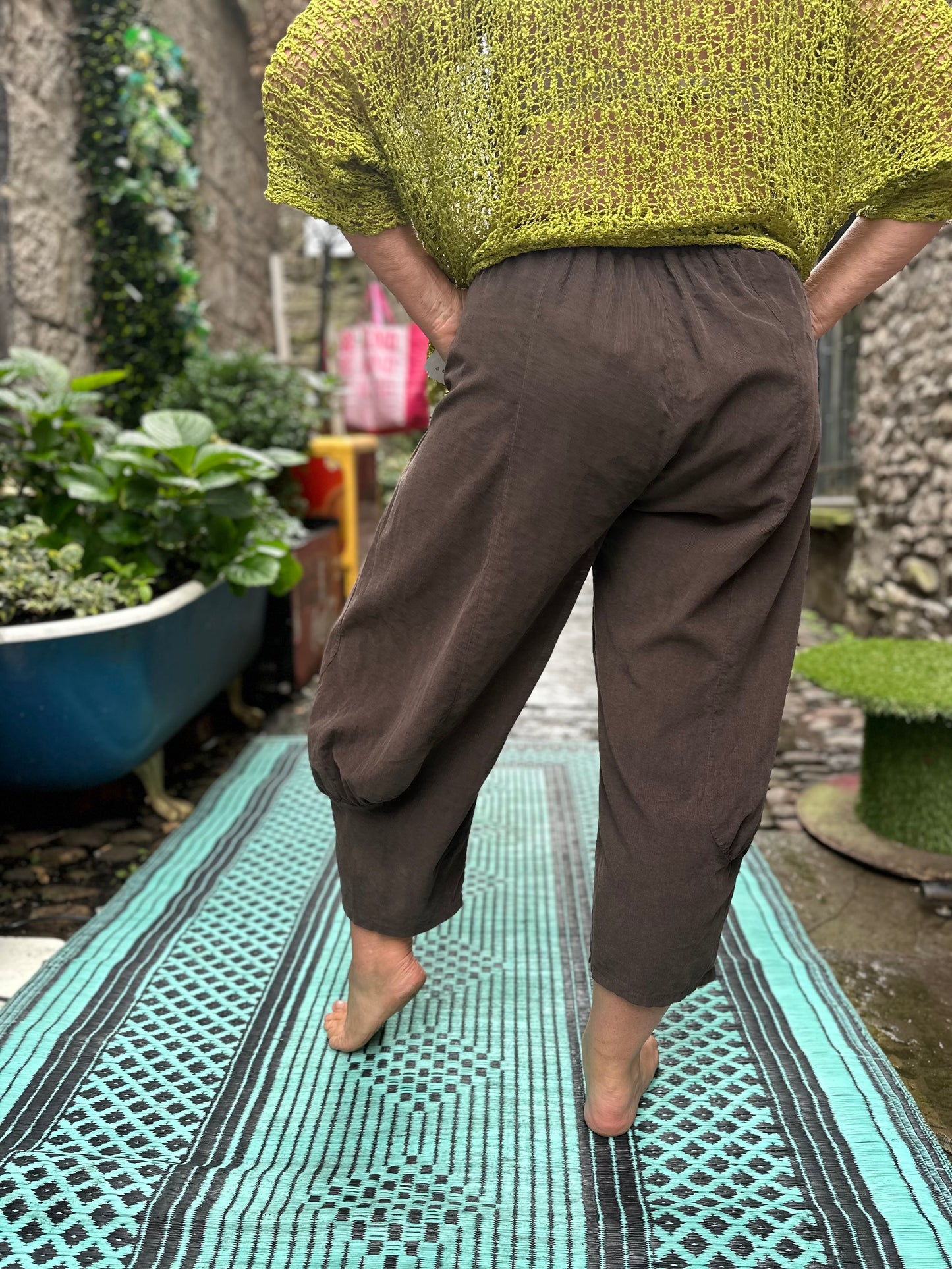 Chocolate Brown Cord Azu Trousers Fits Size 8-22