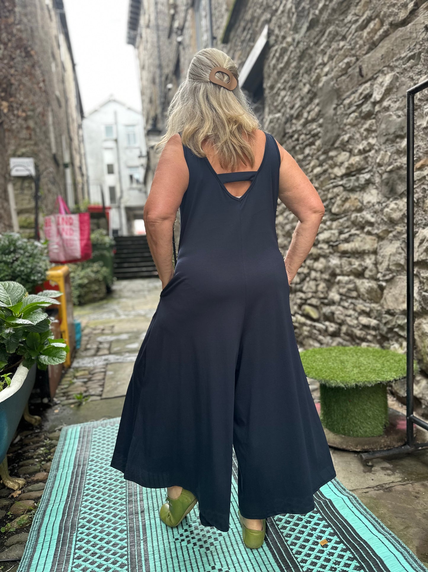 Stunning Elegant Fit Relax Navy Obbe Jumpsuit, One Piece Fits Size 10-18