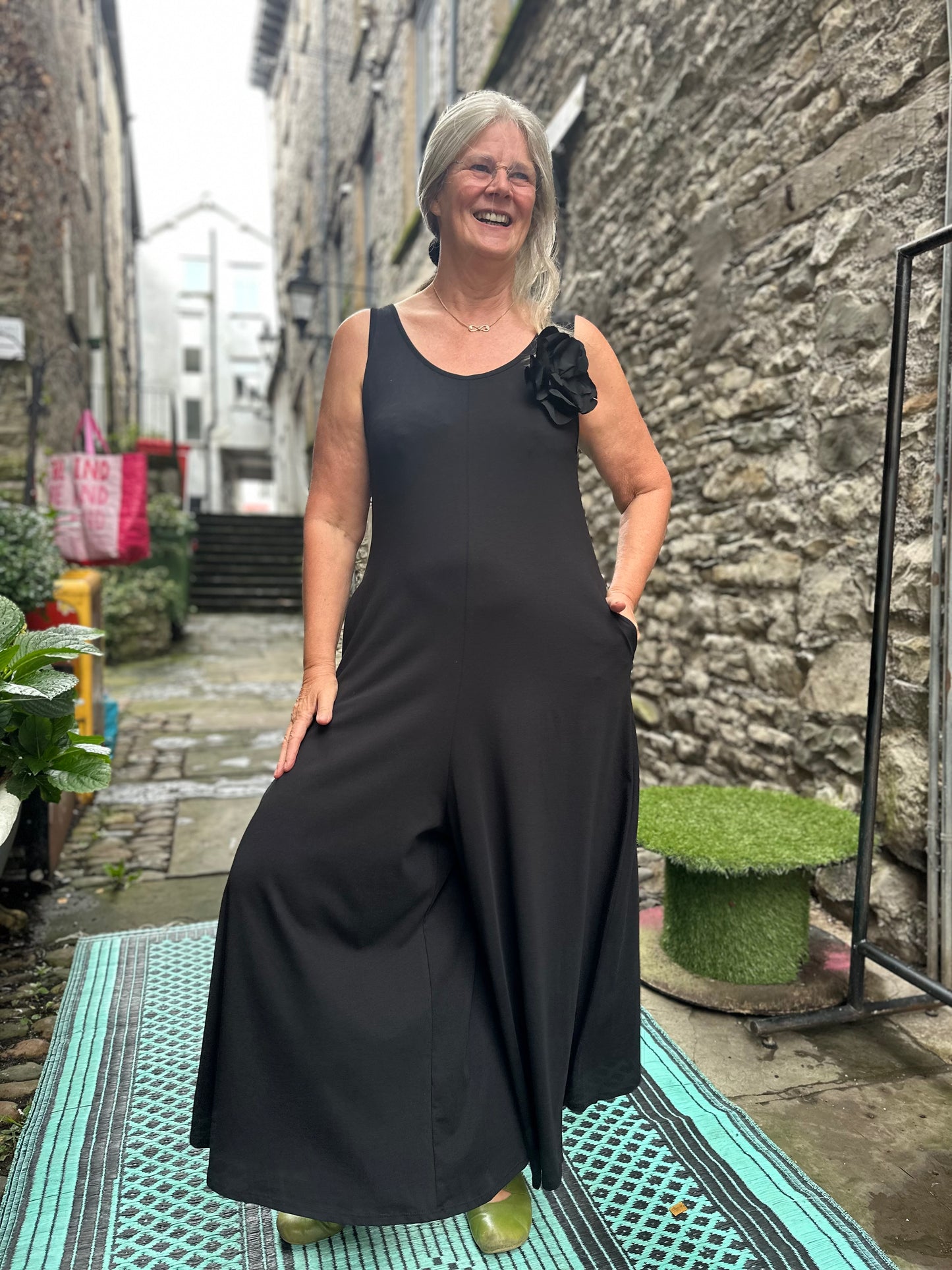 Stunning Elegant Fit Relax Black Oboe Jumpsuit, One Piece Fits Size 10-18
