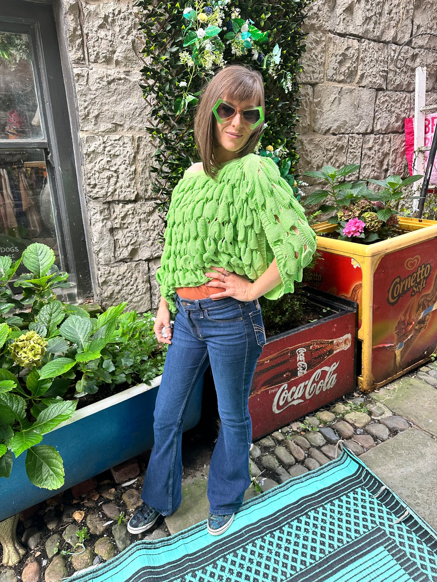 Stunning Striking knitted Green Maza Layering Top/Jumper Size 8-24
