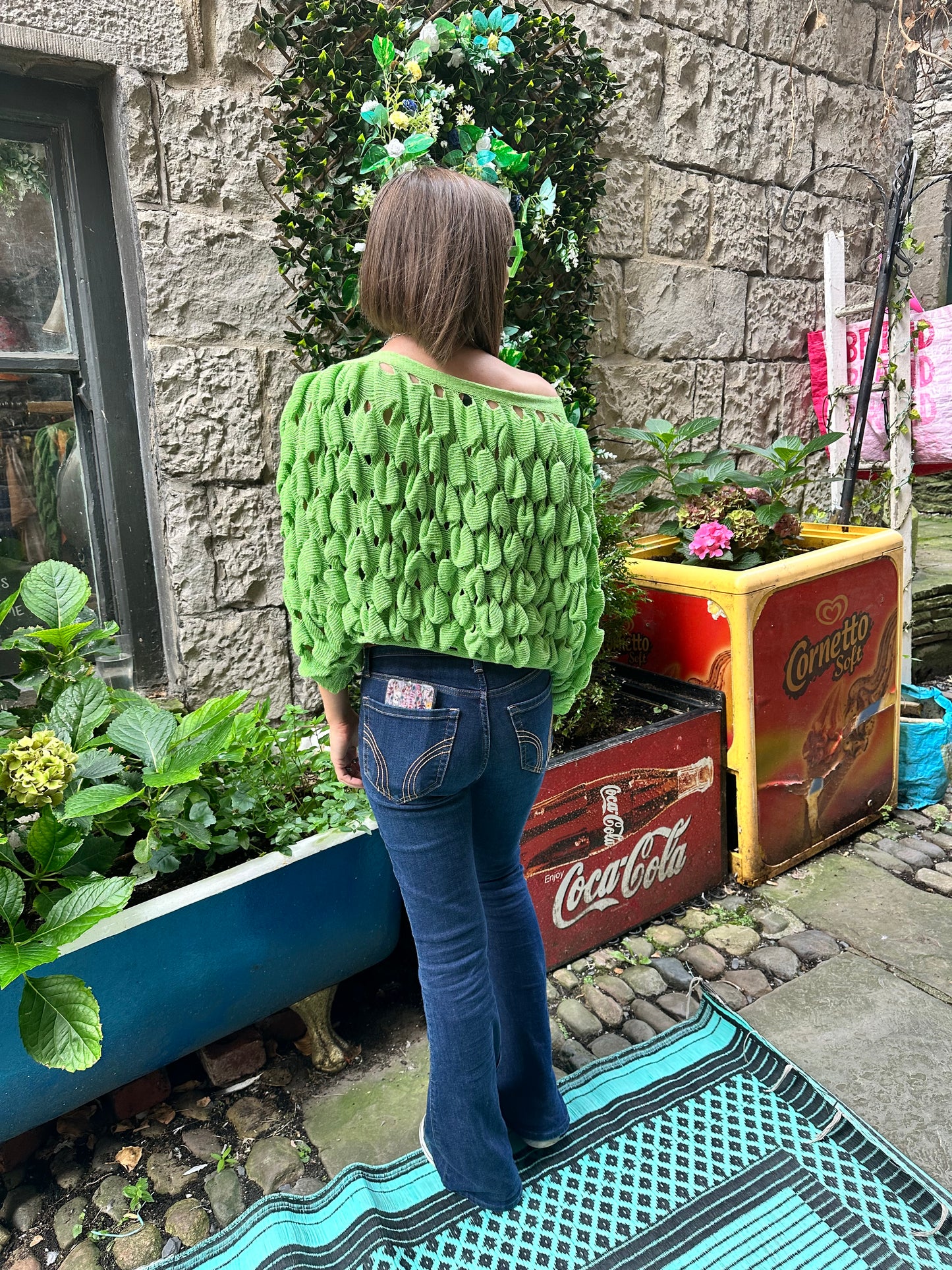 Stunning Striking knitted Green Maza Layering Top/Jumper Size 8-24