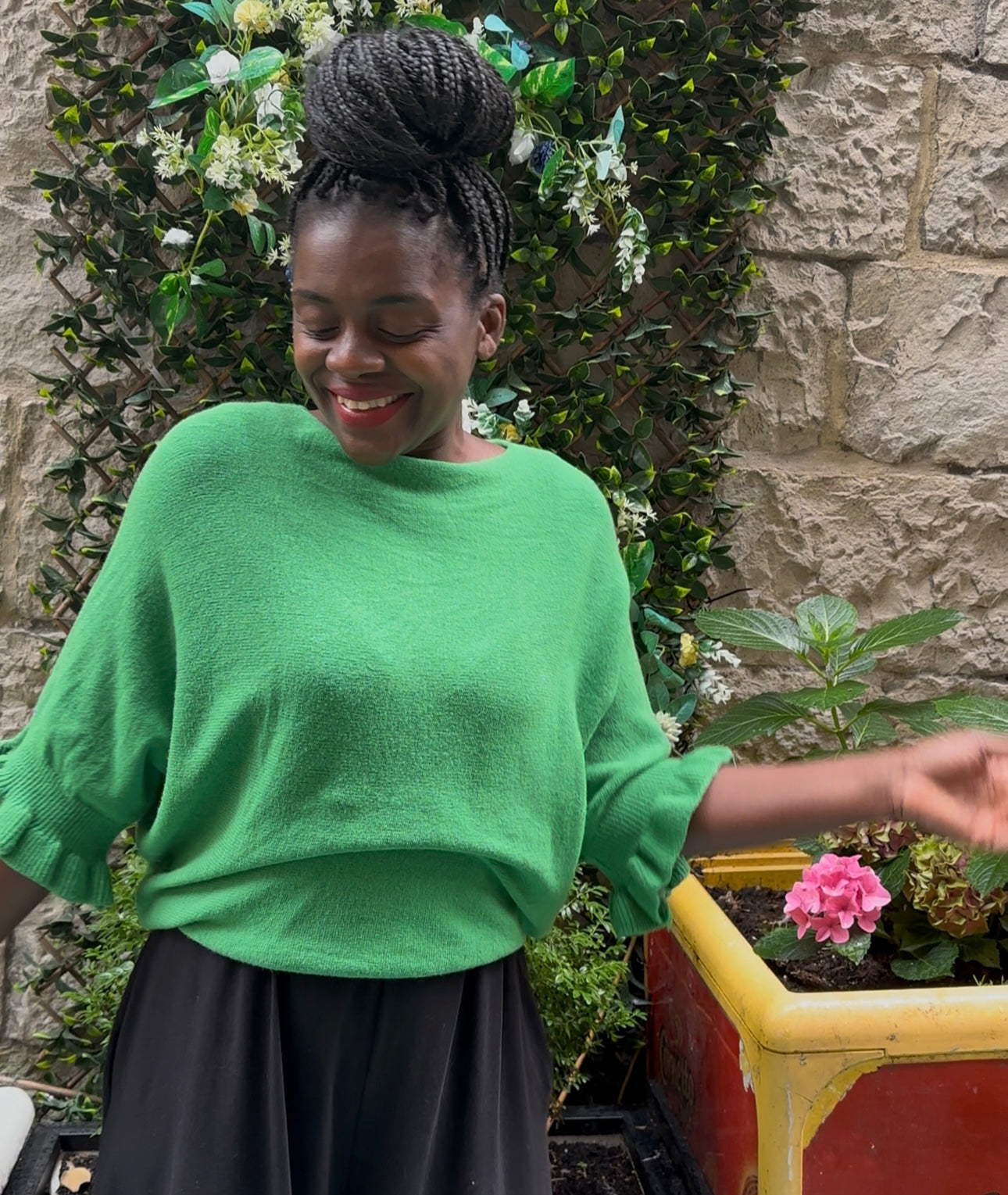 Stunning Green Ayana knitted Bateau Neckline Jumper Size 8-16
