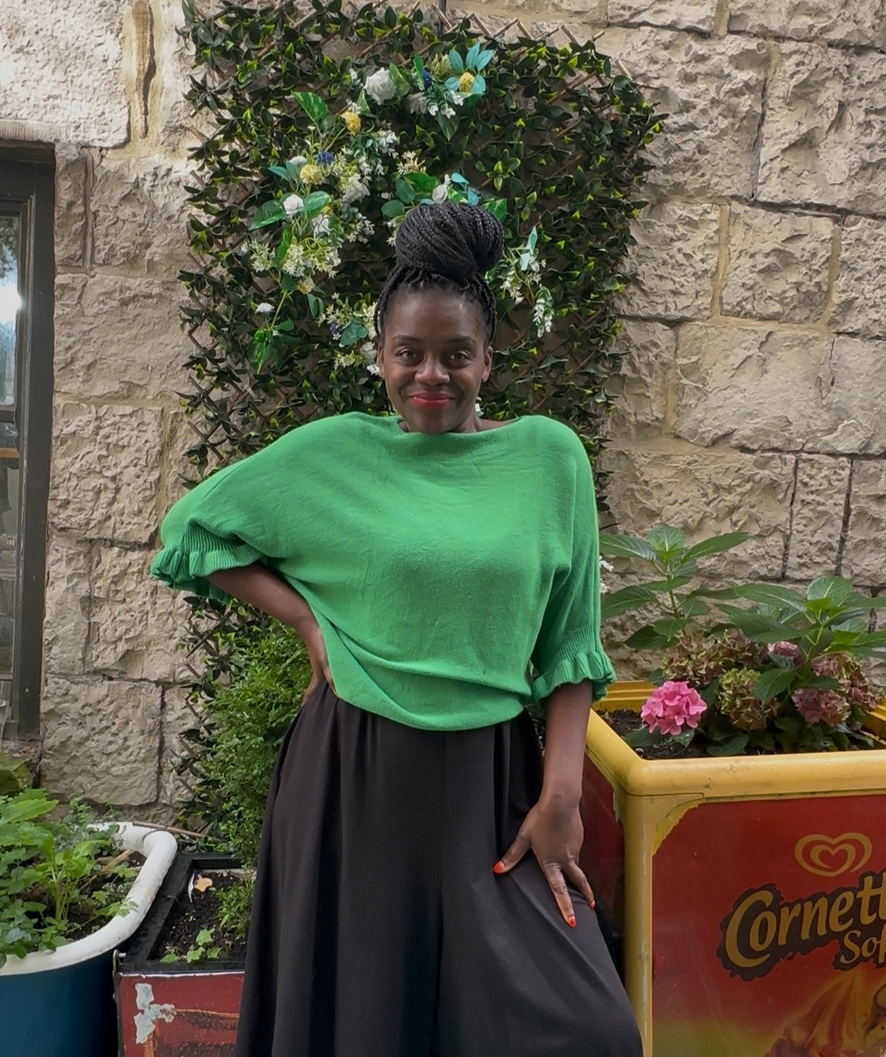 Stunning Green Ayana knitted Bateau Neckline Jumper Size 8-16