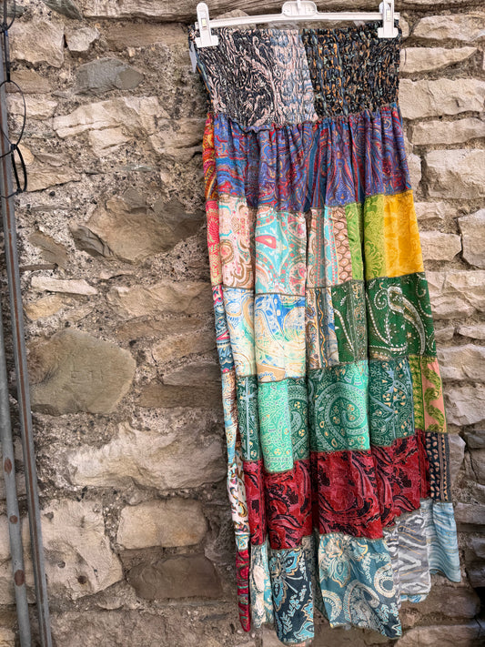 Stunning Patchwork Silk Blend Hannah Skirt one Size Fits 8-18