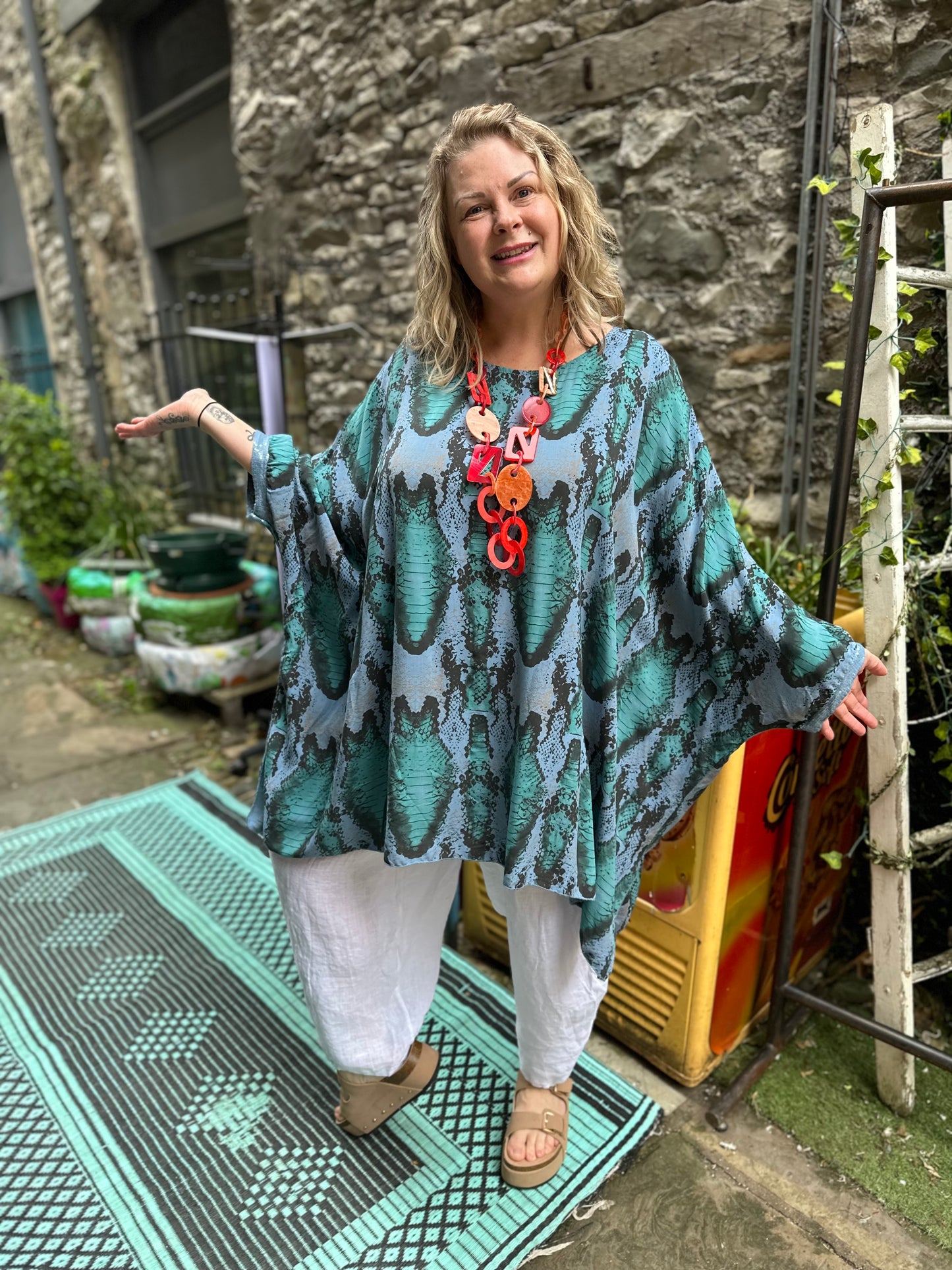 Plus Size Printed Zente Tunic-Top Fits Up Size 28