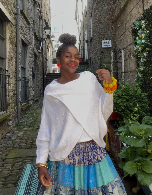 Stunning Cross Front Layering Amina Top In White Colour Size 10-24